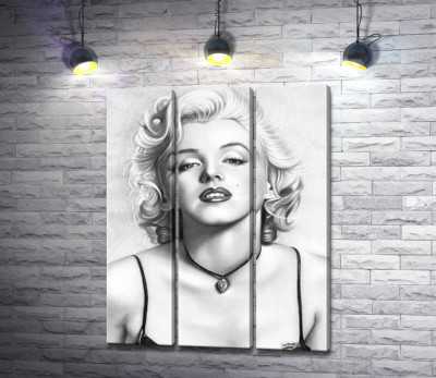 Модульна картина "Чорно-білий портрет принадної актриси Мерілін Монро (Marilyn Monroe)"