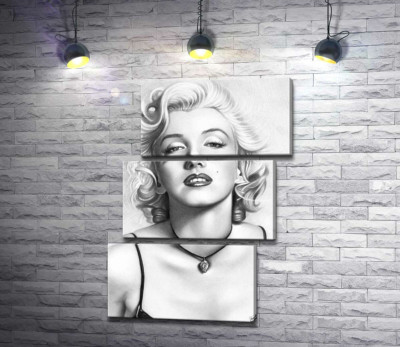 Модульна картина "Чорно-білий портрет принадної актриси Мерілін Монро (Marilyn Monroe)"