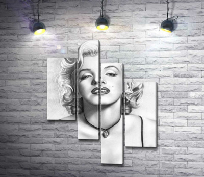 Модульна картина "Чорно-білий портрет принадної актриси Мерілін Монро (Marilyn Monroe)"