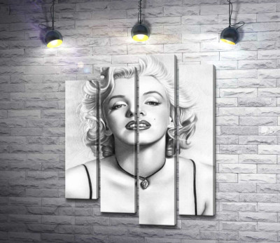 Черно-белый портрет привлекательной актрисы Мэрилин Монро (Marilyn Monroe)