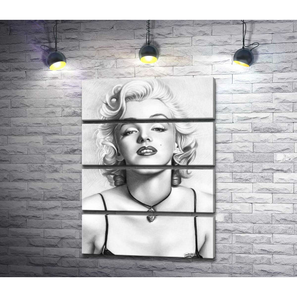 Чорно-білий портрет принадної актриси Мерілін Монро (Marilyn Monroe)