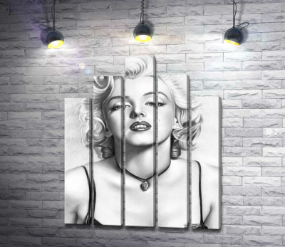 Черно-белый портрет привлекательной актрисы Мэрилин Монро (Marilyn Monroe)