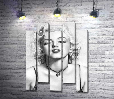 Модульна картина "Чорно-білий портрет принадної актриси Мерілін Монро (Marilyn Monroe)"