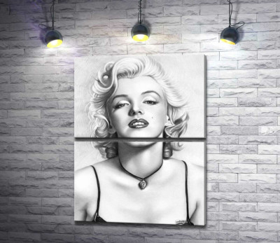 Модульна картина "Чорно-білий портрет принадної актриси Мерілін Монро (Marilyn Monroe)"