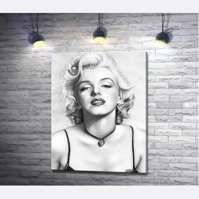 Чорно-білий портрет принадної актриси Мерілін Монро (Marilyn Monroe)