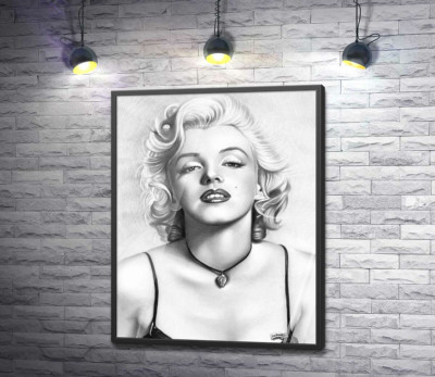 Постер "Черно-белый портрет привлекательной актрисы Мэрилин Монро (Marilyn Monroe)"