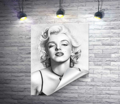 Чорно-білий портрет принадної актриси Мерілін Монро (Marilyn Monroe)