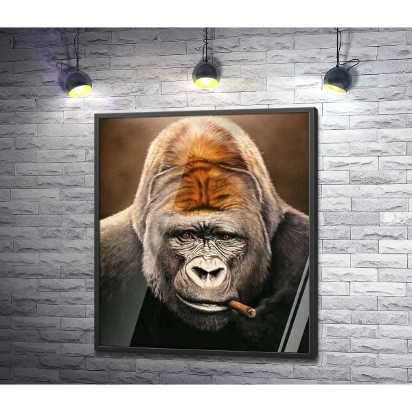 Портрет горили, що курить сигару