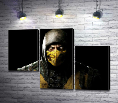 Модульна картина "З пітьми до світла: портрет героя гри "Mortal Kombat" Скорпіона"