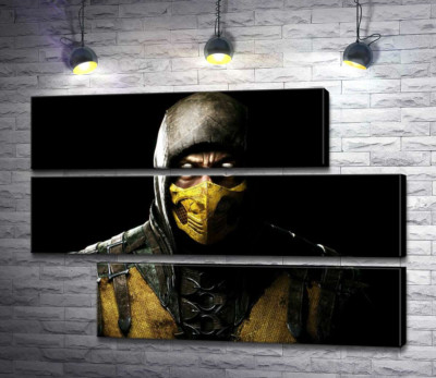 Модульна картина "З пітьми до світла: портрет героя гри "Mortal Kombat" Скорпіона"