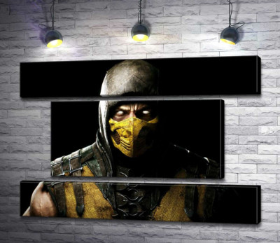 Модульна картина "З пітьми до світла: портрет героя гри "Mortal Kombat" Скорпіона"