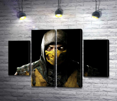 Модульна картина "З пітьми до світла: портрет героя гри "Mortal Kombat" Скорпіона"