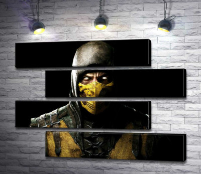 Модульна картина "З пітьми до світла: портрет героя гри "Mortal Kombat" Скорпіона"