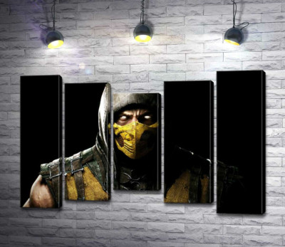 Модульна картина "З пітьми до світла: портрет героя гри "Mortal Kombat" Скорпіона"