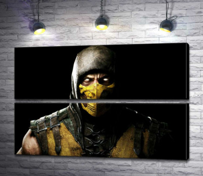 Модульна картина "З пітьми до світла: портрет героя гри "Mortal Kombat" Скорпіона"