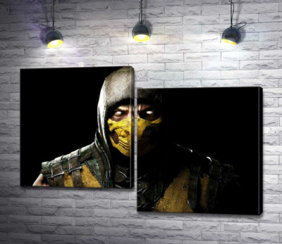 Модульна картина "З пітьми до світла: портрет героя гри "Mortal Kombat" Скорпіона"