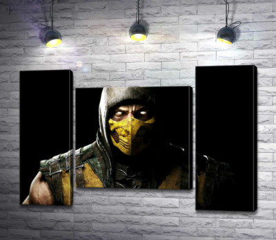 Модульна картина "З пітьми до світла: портрет героя гри "Mortal Kombat" Скорпіона"
