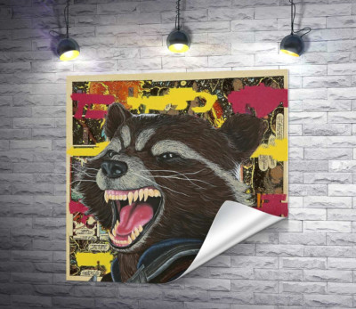 Ракетный енот (Rocket raccoon) скалит зубы