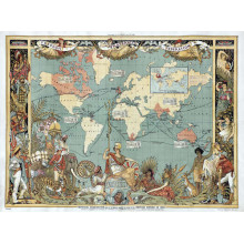 Старовинна карта впливу Британської імперії на країни світу в 1886 році