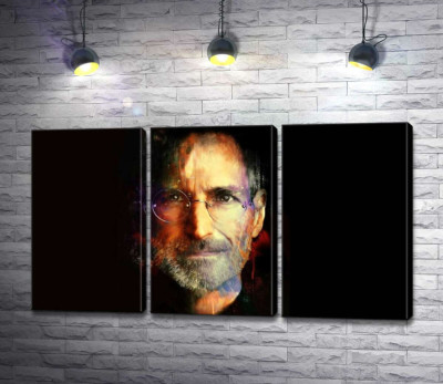 Модульная картина "Портрет Стива Джобса (Steve Jobs) на черном фоне"