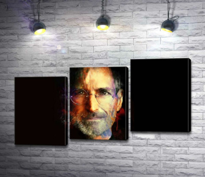 Модульная картина "Портрет Стива Джобса (Steve Jobs) на черном фоне"