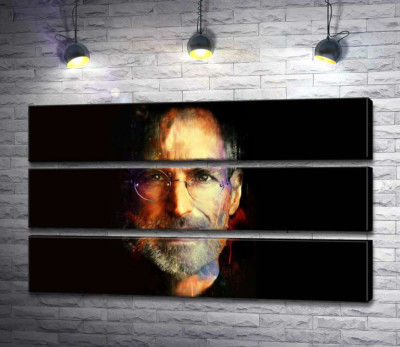 Модульна картина "Портрет Стіва Джобса (Steve Jobs) на чорному фоні"