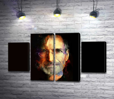 Модульная картина "Портрет Стива Джобса (Steve Jobs) на черном фоне"