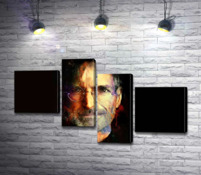 Модульная картина "Портрет Стива Джобса (Steve Jobs) на черном фоне"