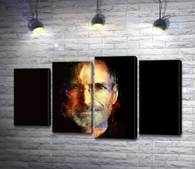Модульная картина "Портрет Стива Джобса (Steve Jobs) на черном фоне"