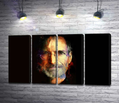 Портрет Стіва Джобса (Steve Jobs) на чорному фоні