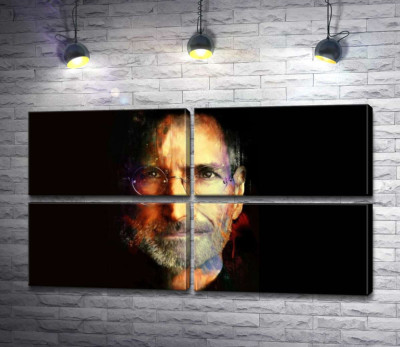 Модульна картина "Портрет Стіва Джобса (Steve Jobs) на чорному фоні"