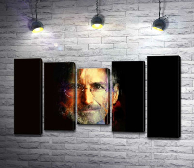 Модульная картина "Портрет Стива Джобса (Steve Jobs) на черном фоне"