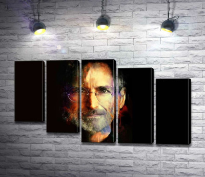 Модульна картина "Портрет Стіва Джобса (Steve Jobs) на чорному фоні"