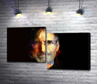 Модульная картина "Портрет Стива Джобса (Steve Jobs) на черном фоне"