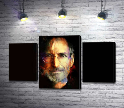 Модульна картина "Портрет Стіва Джобса (Steve Jobs) на чорному фоні"