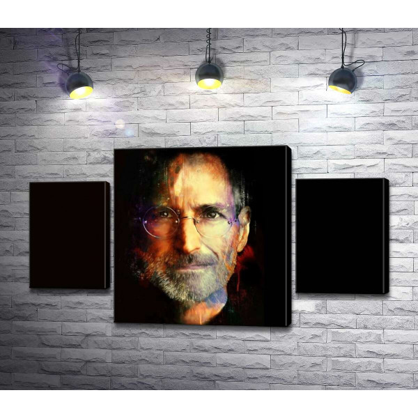 Портрет Стіва Джобса (Steve Jobs) на чорному фоні