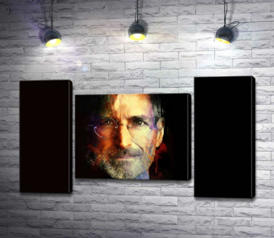 Модульная картина "Портрет Стива Джобса (Steve Jobs) на черном фоне"
