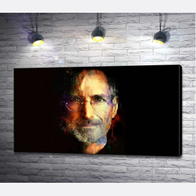 Портрет Стіва Джобса (Steve Jobs) на чорному фоні