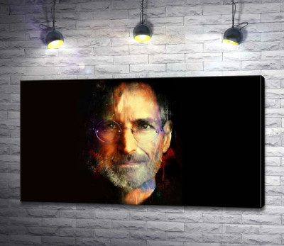 Портрет Стіва Джобса (Steve Jobs) на чорному фоні