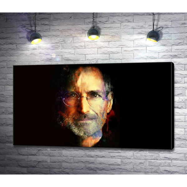 Портрет Стіва Джобса (Steve Jobs) на чорному фоні