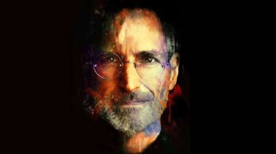 Портрет Стіва Джобса (Steve Jobs) на чорному фоні