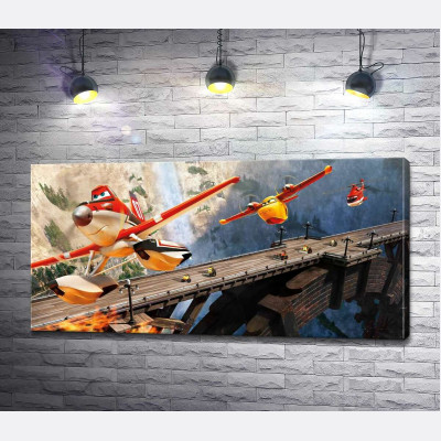 Герои мультфильма "Самолеты" (Planes) спешат на спасательную операцию