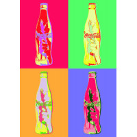 Бутылки "Кока-колы" (Coca-cola) в неоновых цветах