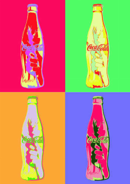 Бутылки "Кока-колы" (Coca-cola) в неоновых цветах