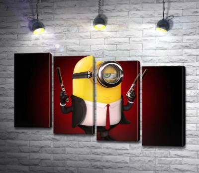 Самовпевнений міньйон Хітман (Hitman minion) в костюмі з пістолетами