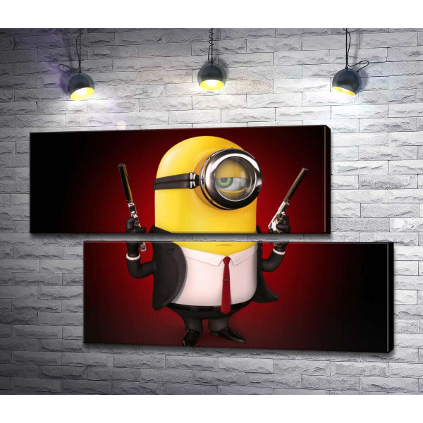 Самоуверенный миньон Хитман (Hitman minion) в костюме с пистолетами