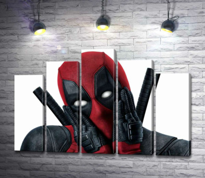 Модульная картина "Портрет Дэдпула (Deadpool), который мило позирует"