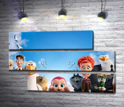 Веселый постер с персонажами мультфильма "Аисты" (Storks)