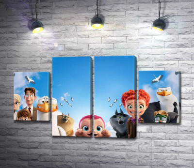 Модульна картина "Веселий постер із персонажами мультфільму "Лелеки" (Storks)"