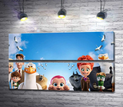 Веселий постер із персонажами мультфільму "Лелеки" (Storks)